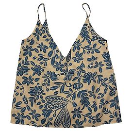 Autre Marque Top Modetrotter Amelia Azul Fokis Algodón Lino Blanco Azul