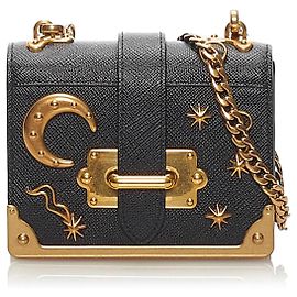 Borsa a tracolla Prada Astrology Micro Cahier in pelle nera Nero