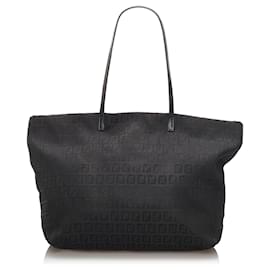 Fendi-Fendi Black Zucchino Canvas Tote Bag-Black