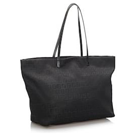 Fendi-Fendi Black Zucchino Canvas Tote Bag-Black