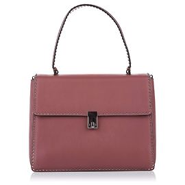 Bolsa de couro Valentino Pink Rockstud Rosa