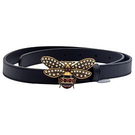 Gucci Cinto Queen Margaret Bee couro de bezerro cm 80 Preto