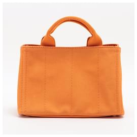 Prada-Prada Cotton Canvas Shopping Bag Orange Small-Orange