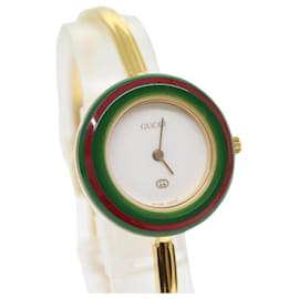 Gucci-GUCCI Bezel 12 colors Watches Gold Green Red Auth gt2694-Red,Golden,Green