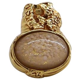 Saint Laurent Arty Ring in Gold Metal Golden