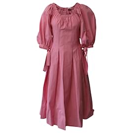 Rejina Pyo-Rejina Pyo Greta Off-The-Shoulder Midi Dress in Pink Cotton-Pink
