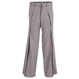 Yves Saint Laurent Rive Gauche Karierte Hose aus schwarzer Wolle Schwarz