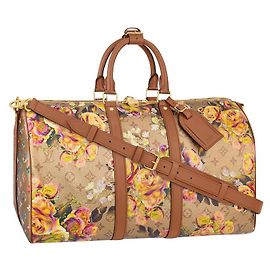 Louis Vuitton LV Keepall floral dourado Dourado