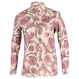 Burberry-Camisa floral Burberry em seda rosa-Outro