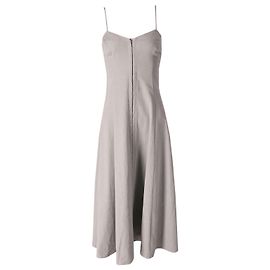 Mara Hoffman Ärmelloses Midikleid mit Frontreißverschluss aus grauem Hanf Grau