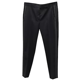 Brunello Cucinelli-Brunello Cucinelli Pantalones con ribete de pedrería en lana negra-Negro