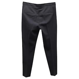 Brunello Cucinelli-Brunello Cucinelli Pantalones con ribete de pedrería en lana negra-Negro