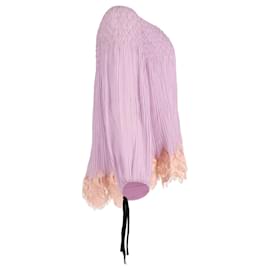 Chloé-Chloe Top plissé avec bordure en dentelle et épaules dénudées en acétate violet-Violet