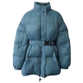 Isabel Marant Dilys Belted Puffer Jacket in Blue Polyamide Blue