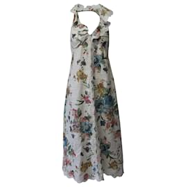 Zimmermann-Zimmermann Ninety-Six Cascade Dress in Floral Print Linen-Other