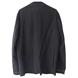 Prada-Prada Contrast Stitch Blazer in Black Wool-Black