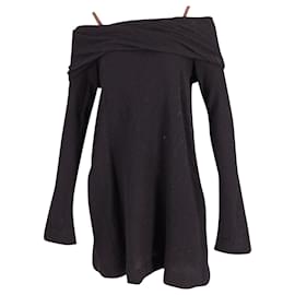 Autre Marque-Isa Arfen Off-Shoulder Mini Dress in Black Wool-Black