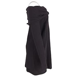 Autre Marque-Isa Arfen Mini-robe à épaules dénudées en laine noire-Noir