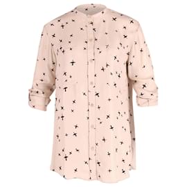 Isabel Marant-Isabel Marant Camisa tejida con estampado de pájaros en punto de algodón beige-Beige