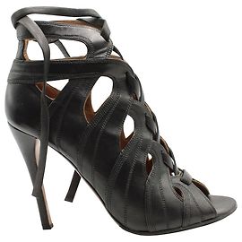 Alaïa Stivaletto Alaia Stringate Peep Toe in Pelle Nera Nero