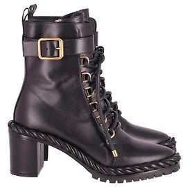 Botas de Combate Valentino The Rope de couro de bezerro 70mm em couro preto Preto