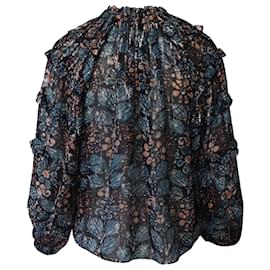 Ulla Johnson-Ulla Johnson Isadora Printed Blouse in Multicolor Silk-Other
