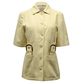 Stella Mc Cartney-Stella McCartney Short Sleeve Jillian Woven Jacket in Pastel Yellow Cotton-Other