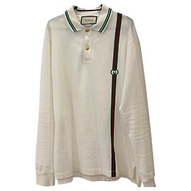 Polo Gucci Bianca con Web Verde e Rosso Bianco Rosso D'oro Verde