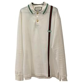 Gucci-Camisa Polo Exclusiva-Branco,Vermelho,Dourado,Verde