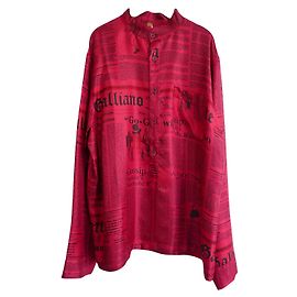 Camicia da giornale in seta rossa John Galliano Rosso