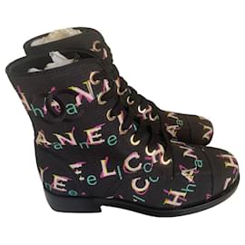 Chanel-Chanel Boots in Multicolored Tweed, taille 36 , Neuves-Multiple colors