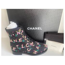 Chanel-Chanel Bottines en Tweed Multicolore, Taille 36 , Neuves-Multicolore