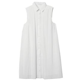 COS vestido de camisa branca sem mangas plissado. Tamanho S Branco