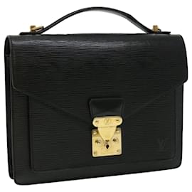 Louis Vuitton-LOUIS VUITTON Bolso de mano Epi Monceau Negro M52123 Bases de autenticación de LV1472-Negro