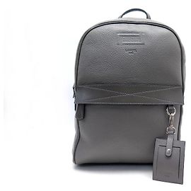 NEW LANCEL A BACKPACK10058 IN GRAINED LEATHER GRAY NEW LEATHER BACKPACK BAG Grey