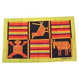 Hermès NEW HERMES TOWEL BEACH MAT TRIBAL PATTERN IN COTTON BATH BEACH TOWEL Green