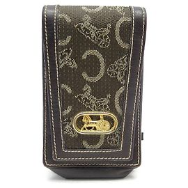 Céline VINTAGE CELINE CIGARETTE CASE CANVAS AND KHAKI LEATHER CASE Khaki
