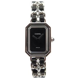 ASSISTA CHANEL PREMIERE ROCK L H0451 26RELÓGIO MM QUARTZO AÇO PRATA E COURO Preto