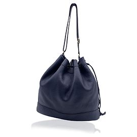 Hermès Borsa Hermes in pelle blu vintage 27 Borsa a tracolla a secchiello Blu