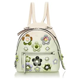 Fendi-Fendi White Mini By The Way Flowerland Backpack-White