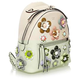 Fendi-Fendi White Mini By The Way Flowerland Backpack-White