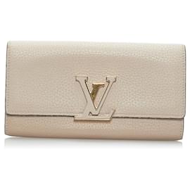Louis Vuitton-Louis Vuitton Brown Taurillon Capucines Wallet-Brown,Beige