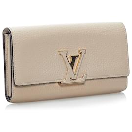 Louis Vuitton-Louis Vuitton Brown Taurillon Capucines Wallet-Brown,Beige