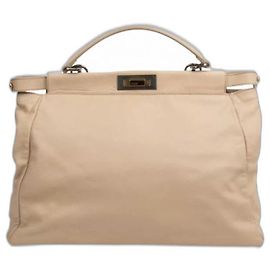Fendi Leather Handbag Beige Beige