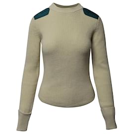 Isabel Marant-Isabel Marant Contrast Patch Sweater in Cream Laine Wool-White,Cream