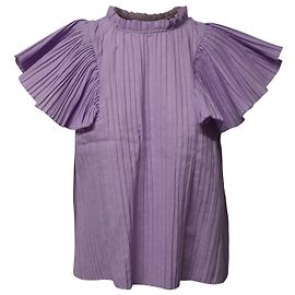 Roseanna Sea Bailey Broomstick Flutter Top en mélange de lin lilas Violet
