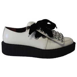 Marc By Marc Jacobs Studded Creeper Shoes in Ivory Leather White Cream