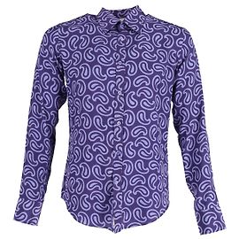 Camicia stampata Yves Saint Laurent in seta blu Blu