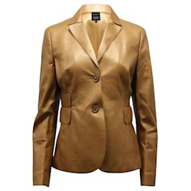 Akris-Blazer manga longa Akris em couro camel-Outro,Amarelo