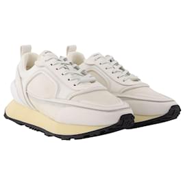 Balmain-Racer-Velvet,Nylon&Mesh in White Leather-White